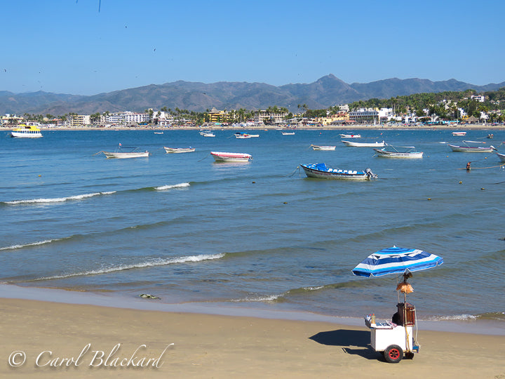 San Blas, Mexico with bay and boats