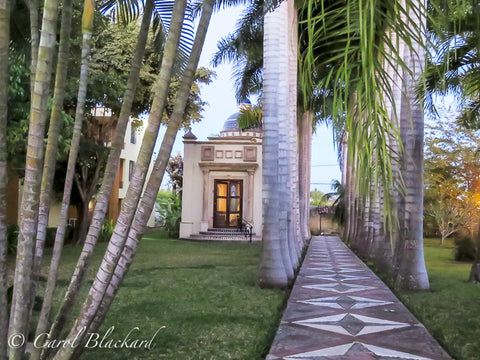 Chapel and grounds at hotel..with palms.