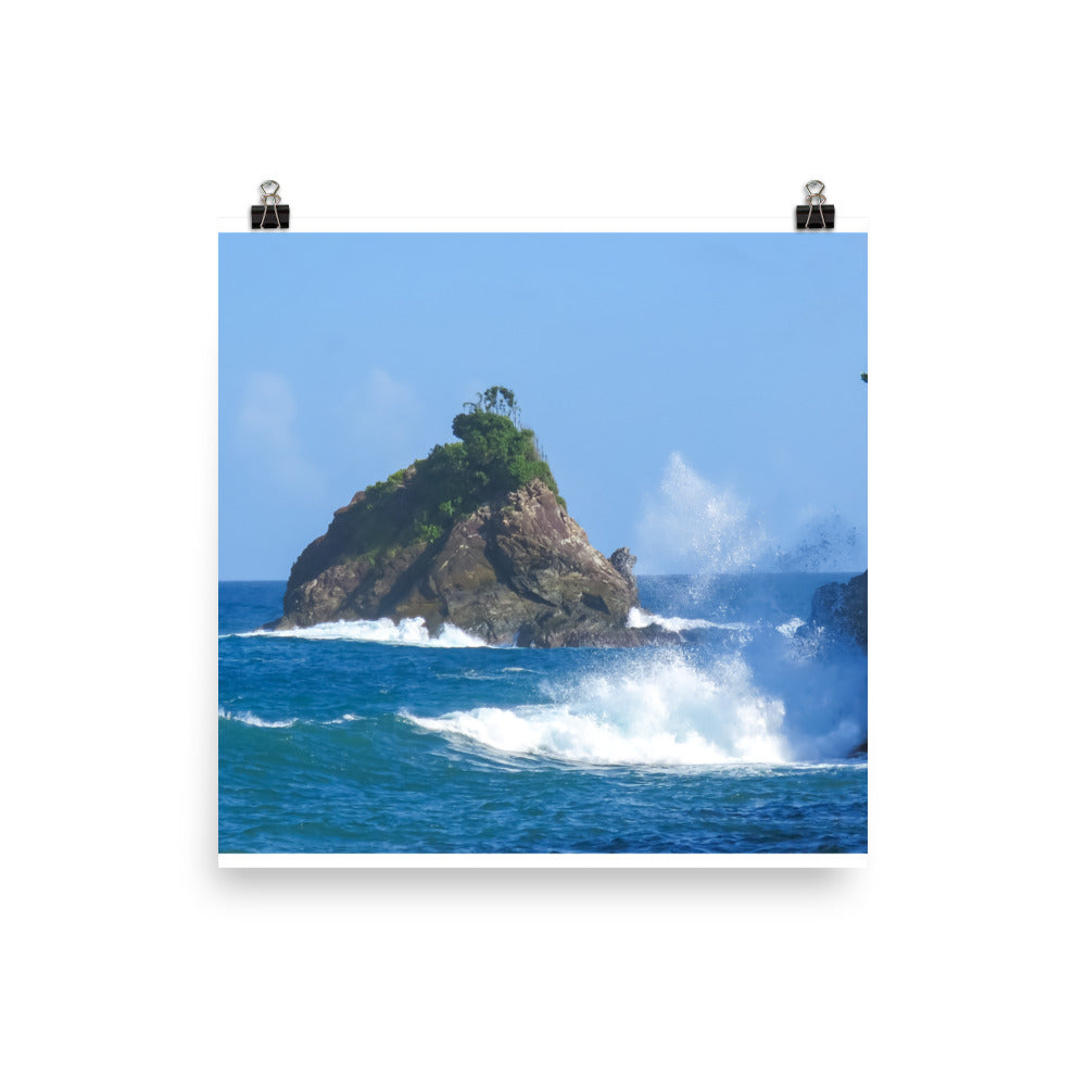 Photo Paper print of Ocean Spray and Rock off the Tobago shore