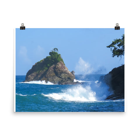 Photo Paper print of Ocean Spray and Rock off the Tobago shore